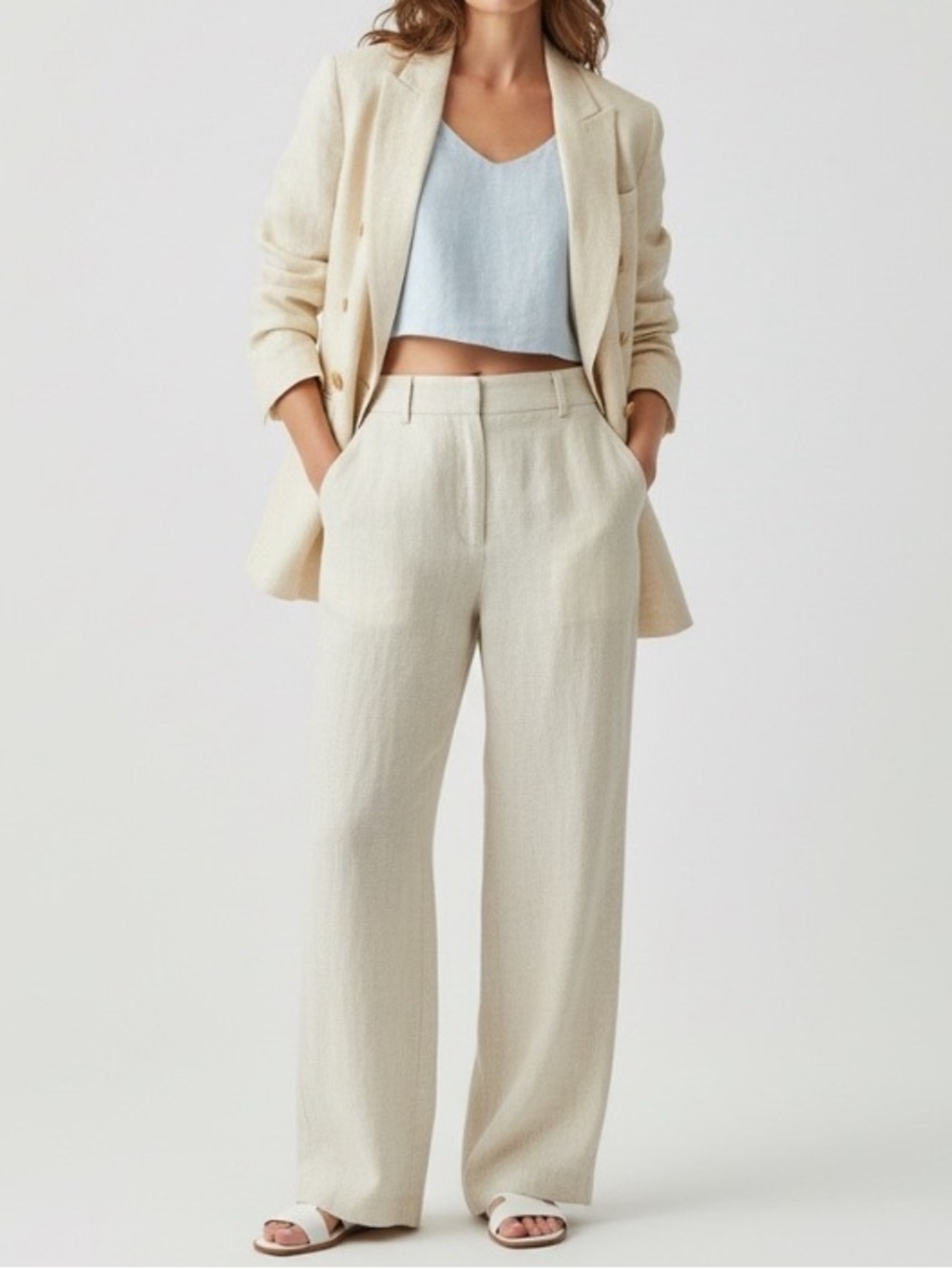 Vintage Gruppo Americano studio Cream Double-Breasted Blazer resortwear coastal